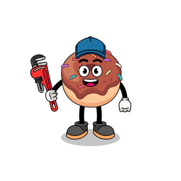 recommend clip art: donuts illustration cartoon as a plumber