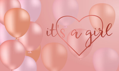 it's a girl card with pink balloons	