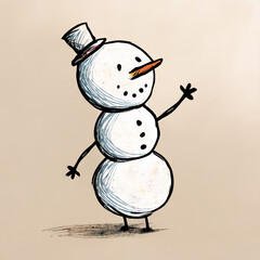 Happy snowman waving