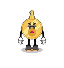 key cartoon with fatigue gesture