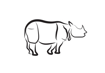 Rhino standing vector icon. African rhinoceros logo.