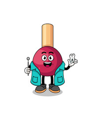 Illustration of matches mascot as a dentist