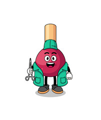 Illustration of matches mascot as a surgeon