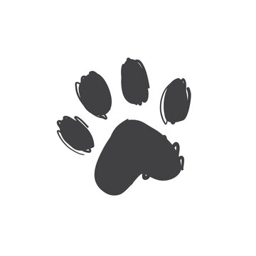 Animal paw print. Vector icon. 