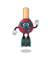 Character cartoon of matches as a diver