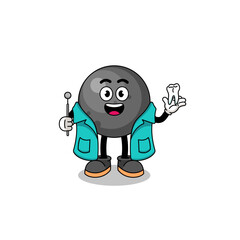 Illustration of cannon ball mascot as a dentist