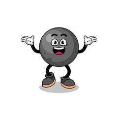 cannon ball cartoon searching with happy gesture