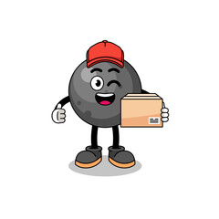 cannon ball mascot cartoon as an courier