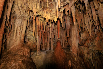 The splendor  of nature - bizarre forms of stalactites and stalagmites in the Salamander Cave in northern Israel