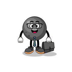 cannon ball mascot as a businessman