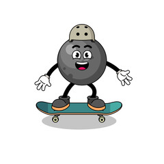 cannon ball mascot playing a skateboard
