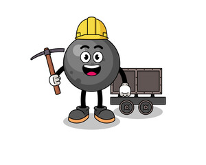 Mascot Illustration of cannon ball miner