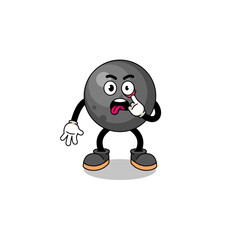 Character Illustration of cannon ball with tongue sticking out