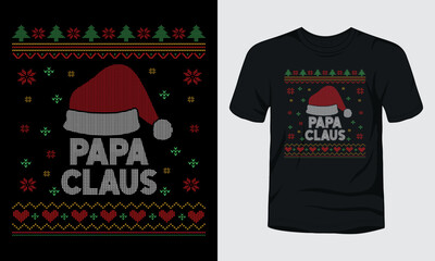 Papa Claus ugly Christmas sweater design.