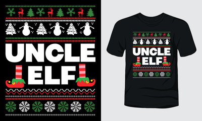 "Uncle ELF" ugly Christmas t-shirt design.