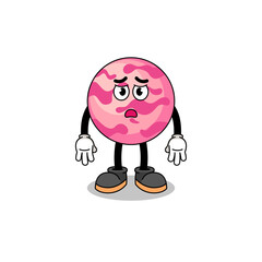 ice cream scoop cartoon illustration with sad face