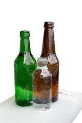 Glass bottle isolated on white background.