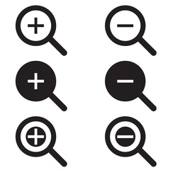 Plus and minus icon set. Plus and minus icon design on white background.