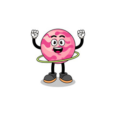 Character Illustration of ice cream scoop playing hula hoop