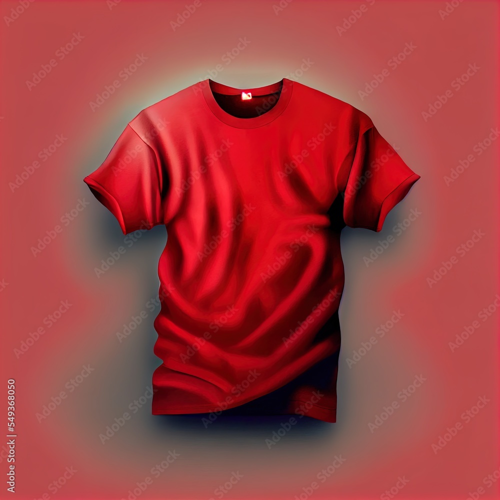 Poster a red t - shirt with a red light on it's chest and a red background with a red rectangle. generative