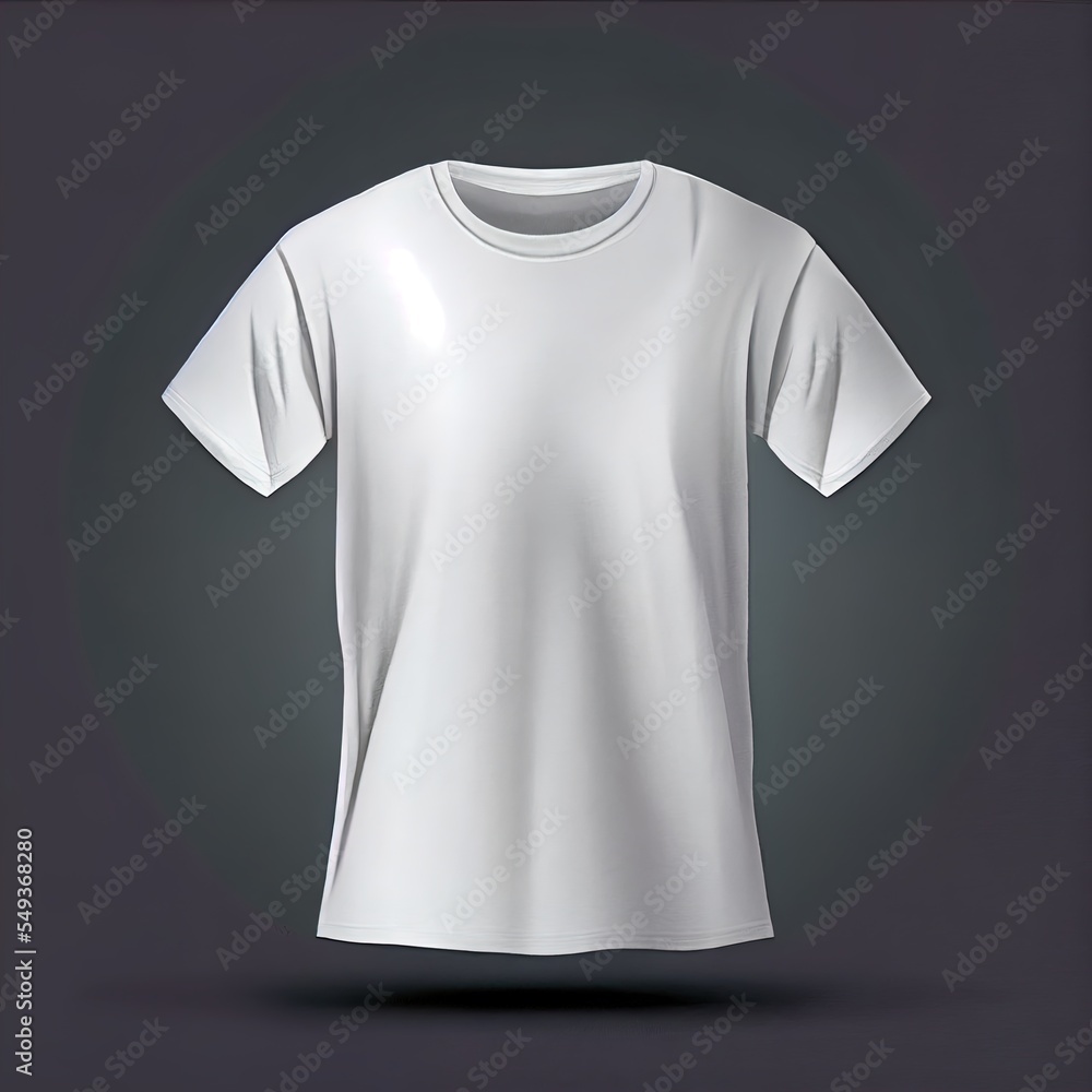 Poster a white t - shirt on a dark background with a shadow effect in the middle of the image and a shadow 