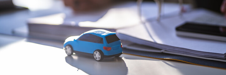 Blue Toy Car In Front