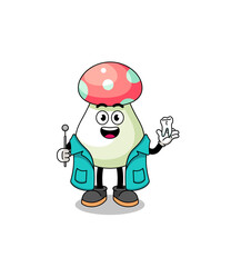 Illustration of mushroom mascot as a dentist