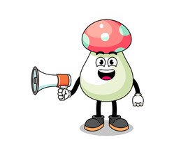 mushroom cartoon illustration holding megaphone