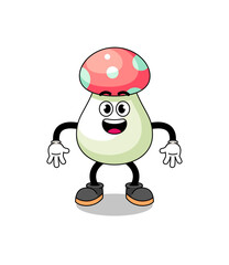 mushroom cartoon with surprised gesture