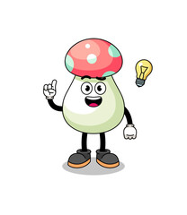 mushroom cartoon with get an idea pose