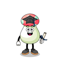 mushroom mascot with graduation pose