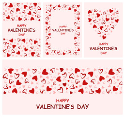 A set of greeting cards with hearts. Happy Valentine's Day.
