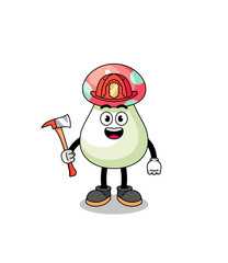 Fototapeta premium Cartoon mascot of mushroom firefighter