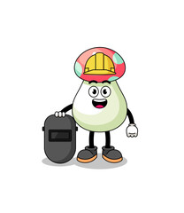 Mascot of mushroom as a welder