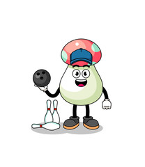 Mascot of mushroom as a bowling player
