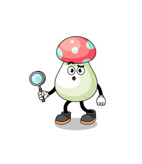 Mascot of mushroom searching