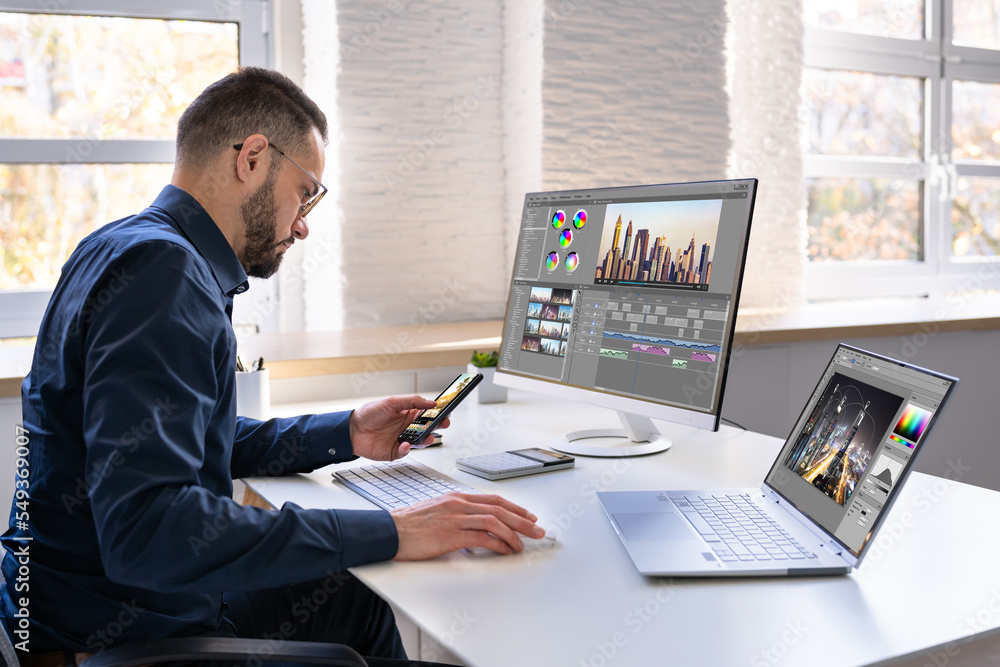 Poster Video Editor Or Designer Using Editing Software Tech