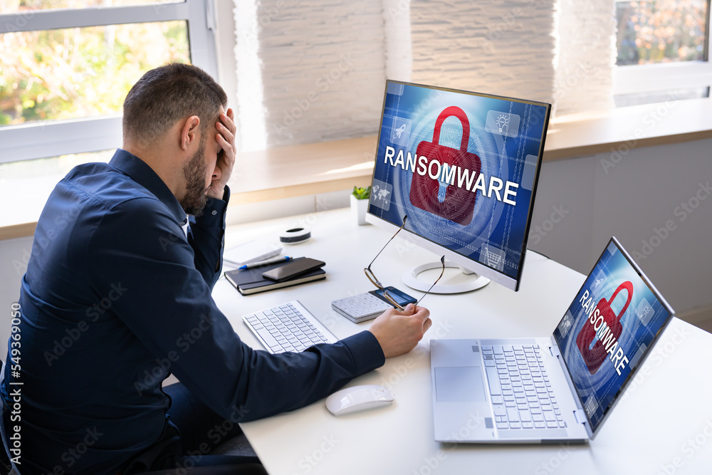 Poster ransomware cyber attack showing personal files encrypted