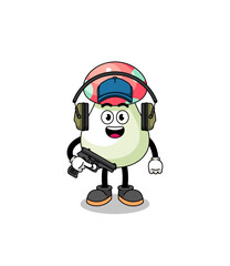 Character mascot of mushroom doing shooting range