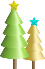 Christmas tree with decorating star. 3D PNG character