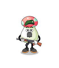 Character cartoon of mushroom as a special force