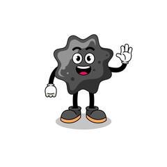 ink cartoon doing wave hand gesture