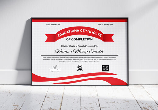 Red Certificate Design
