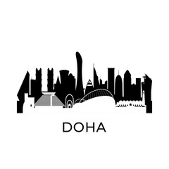 Doha, Qatar city skyline. Negative space city silhouette. Vector illustration.