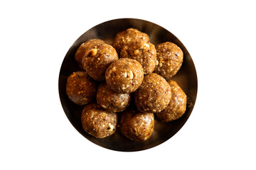 home made peanut laddu on a plate