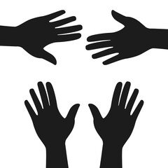 Hand silhouette, hand in hand, vector illustration
