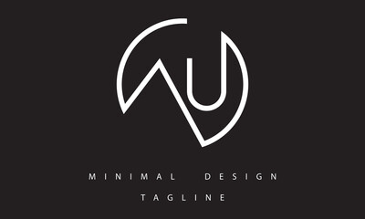 AU or UA Minimal Logo Design Vector Art Illustration 