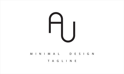 AU or UA Minimal Logo Design Vector Art Illustration 