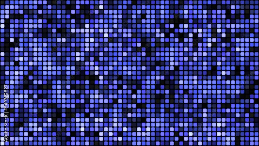 Poster blue floating cyber squares on black background loop. slow chaotic pixels mosaic seamless animation.