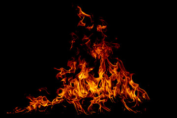 Obraz premium Fire flame. Burn lights on a black background.
